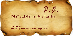 Pászkán Jázmin névjegykártya